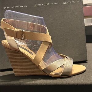 Steven By Steve Madden Tan and Silver Wedges